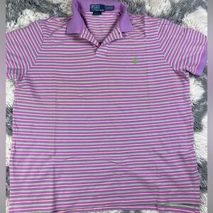 Polo Ralph Lauren Shirt Men’s XL Purple White Stripe Polo Short Sleeve